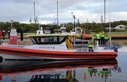 Marine Rescue Bunbury vessel Spirit of Bunbury alongside in Bunbury