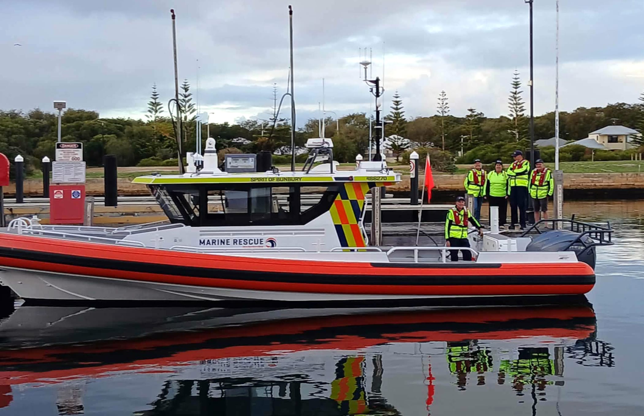 Marine Rescue Bunbury vessel Spirit of Bunbury alongside in Bunbury
